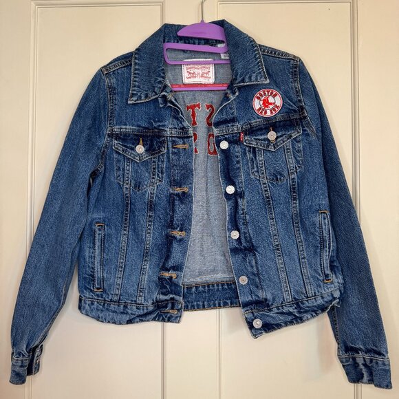 Levis MLB Boston Red Sox Womens Baseball Denim Jacket Size Medium - Picture 1 of 16
